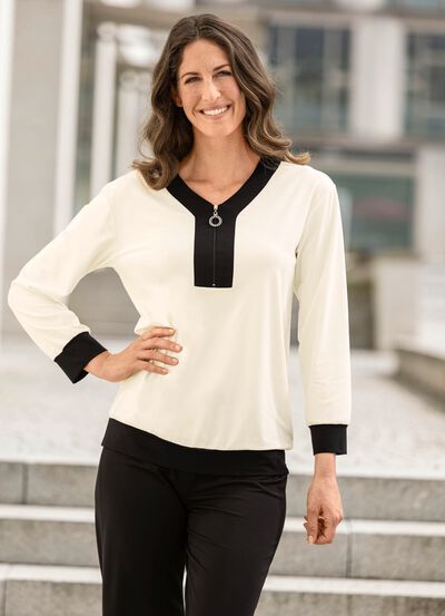 Overhemd met korte ritssluiting 