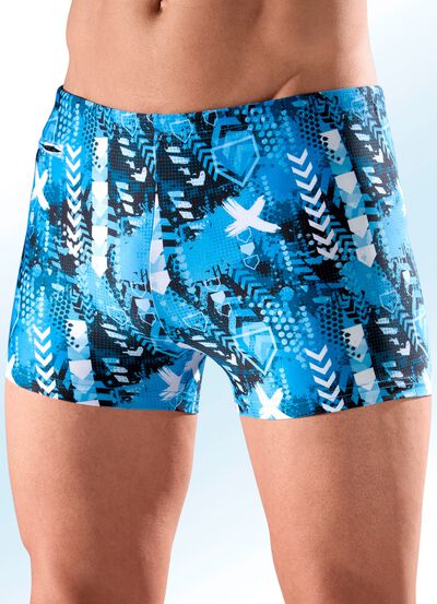 Hoge halflange zwembroek, met zakje met ritssluiting 