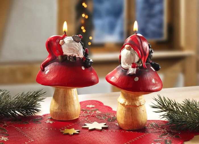 Kabouterkaars van echte was, set van 2 