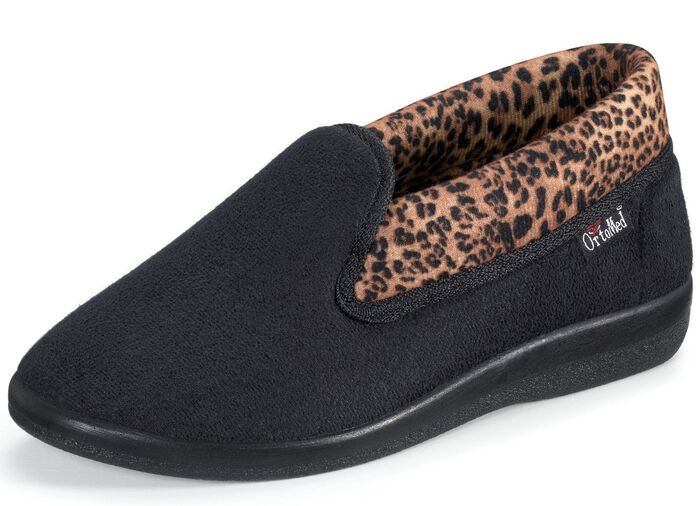 Slippers met anatomisch gevormd voetbed ZWART-BRUIN