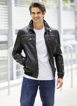 Leren blouson met opstaande kraag 