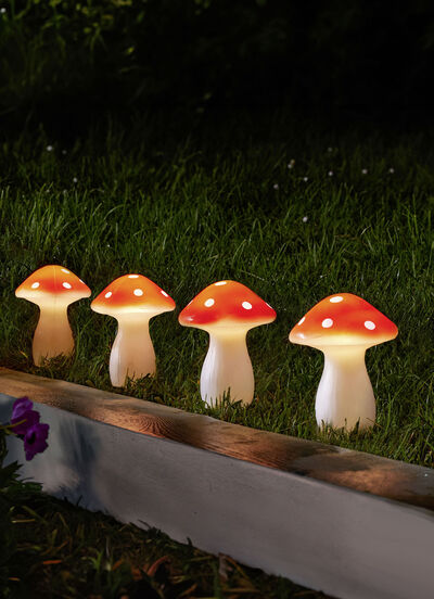 Kunststof LED-paddenstoelen, set van 4 