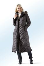 Donsjas in 2 kleuren met extravagante stiksels DONKERBRUIN