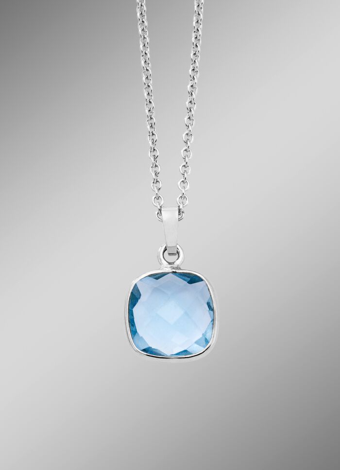 Mooie aanhanger met beh. Blauwe topaas en ankerketting 