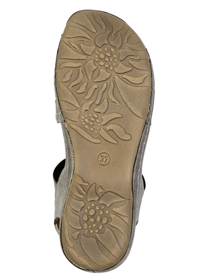 Gemini, modieuze damessandalen, breedte G, met bloemenapplicaties BRONZE