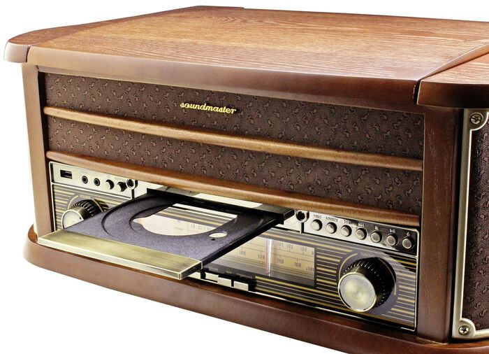 Nostalgische stereo-installatie met directe mp3-opnamefunctie BRUIN