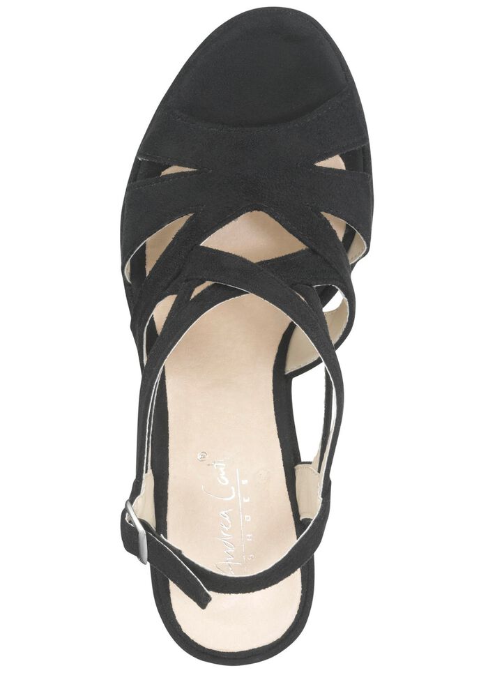 Andrea Conti, modieuze damessandalen, met verstelbare hielband ZWART