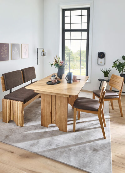 Bankstel met frame van massief, geolied eikenhout 