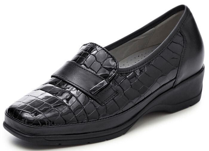 Waldl&auml;ufer pantoffels van leer met krokodillenreli&euml;f 