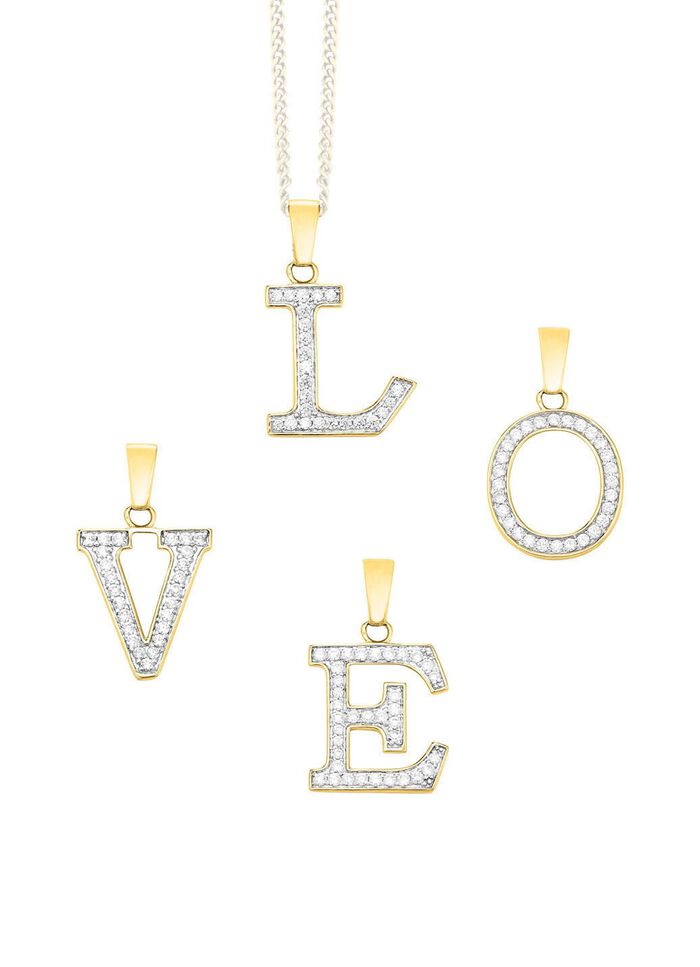 Damesletterhanger van 375 goud met zirkonia 