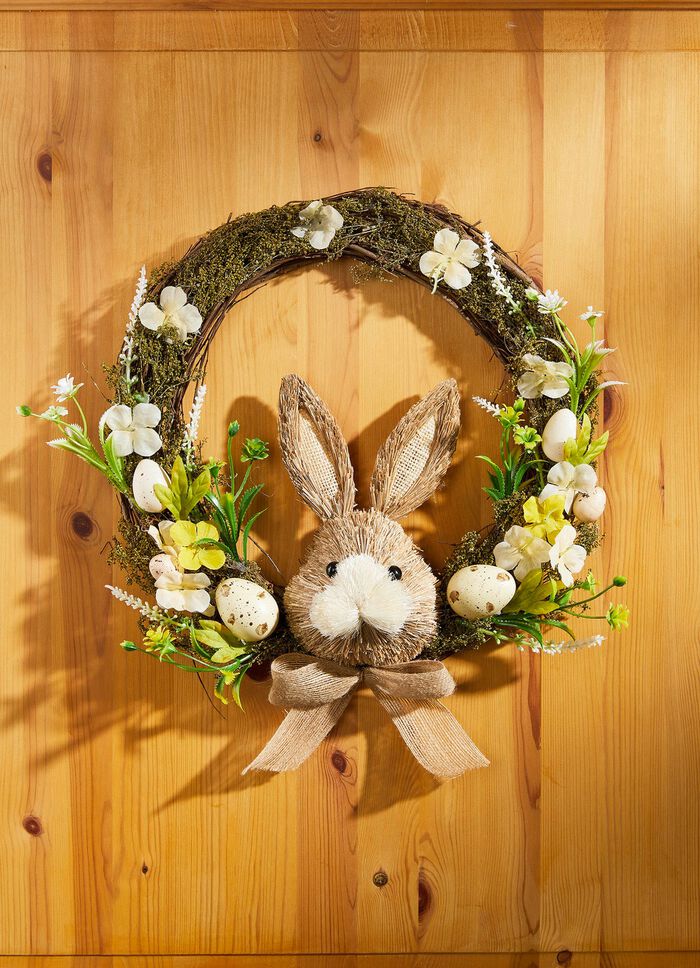 Wandkrans gemaakt van hoogwaardig kunst- en textielmateriaal 