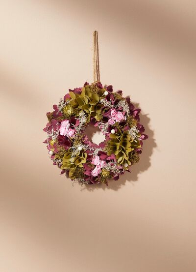 Wandkrans met diverse bloemen 