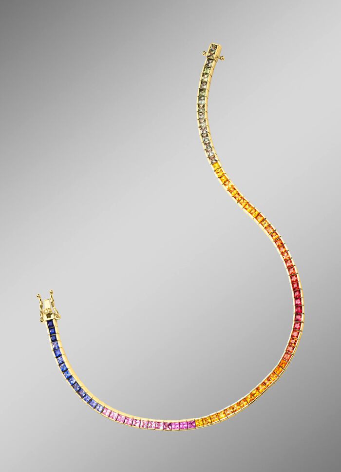 Hoogwaardige armband met echte saffieren in veelkleurig 