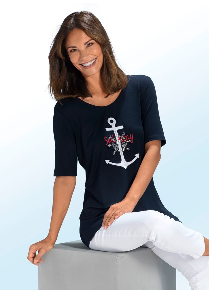 Shirt met maritieme borduurapplicatie in 2 kleuren 