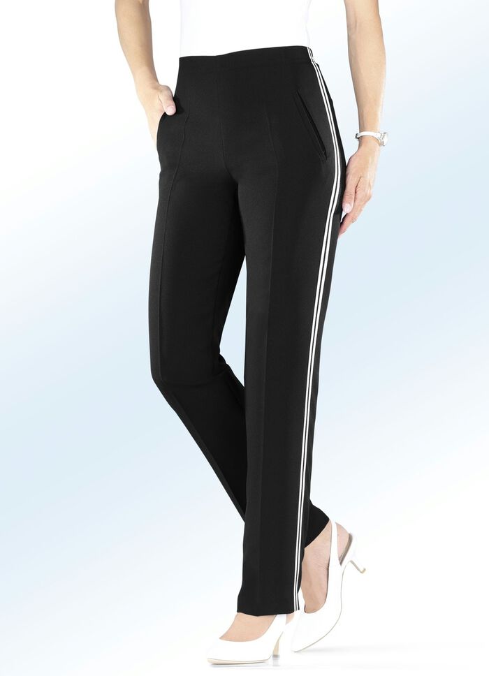 Broek met trendy decoratieve band ZWART