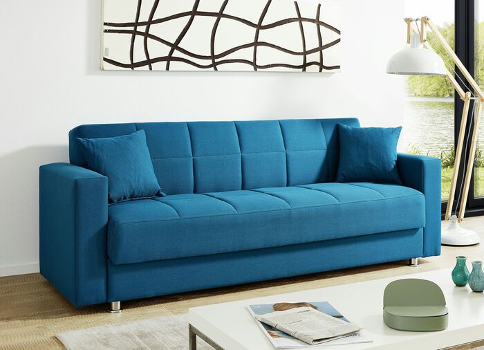 Klick-Klack-bank met decoratief kussen BLAUW