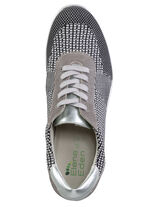 ELENA EDEN veterschoen met leren details ZWART-WIT-TAUPE