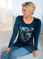 Lang shirt met motief inkjetprint in 2 kleuren 