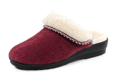 Warme damespantoffels, breedte H, met wol 