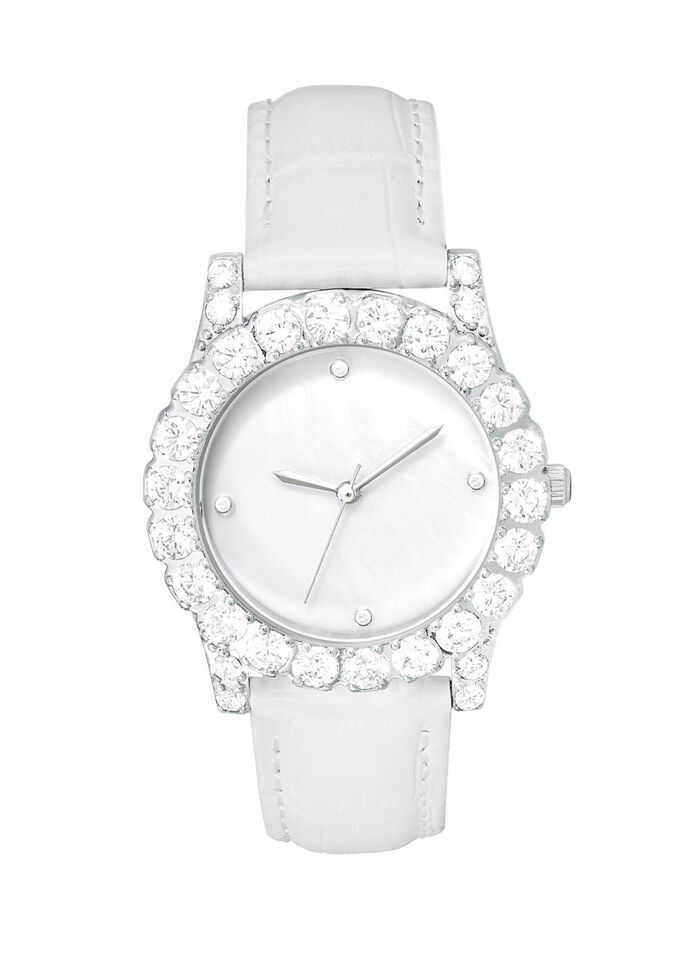 Dameshorloge met parelmoer-inzet als wijzerplaat 