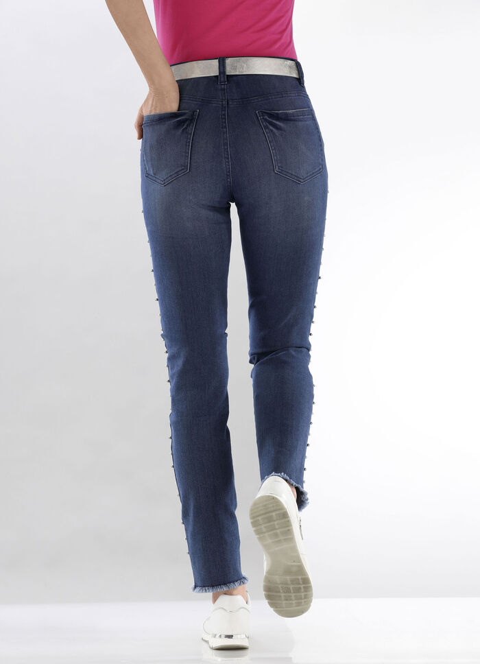 Elegante jeans met leuke decoratieve kralen DONKERBLAUW