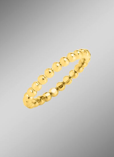 Damesring gemaakt van gouden bolletjes 