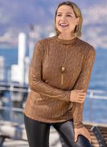 Shirt met modieuze halslijn KAMEEL