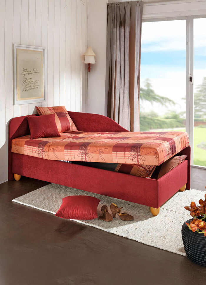 Studio ligbed met zijdeel dat rechts of links opgesteld kan worden TERRA-BORDEAUX