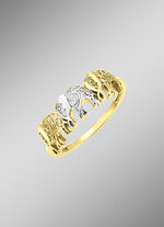 Opengewerkte damesring met olifantmotief in bicolor 