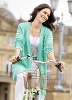 Lange cardigan in een mix van structuur- en opengewerkte patronen AQUA