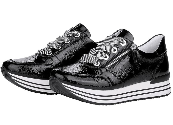 Remonte sneakers met effectieve vetersluiting ZWART