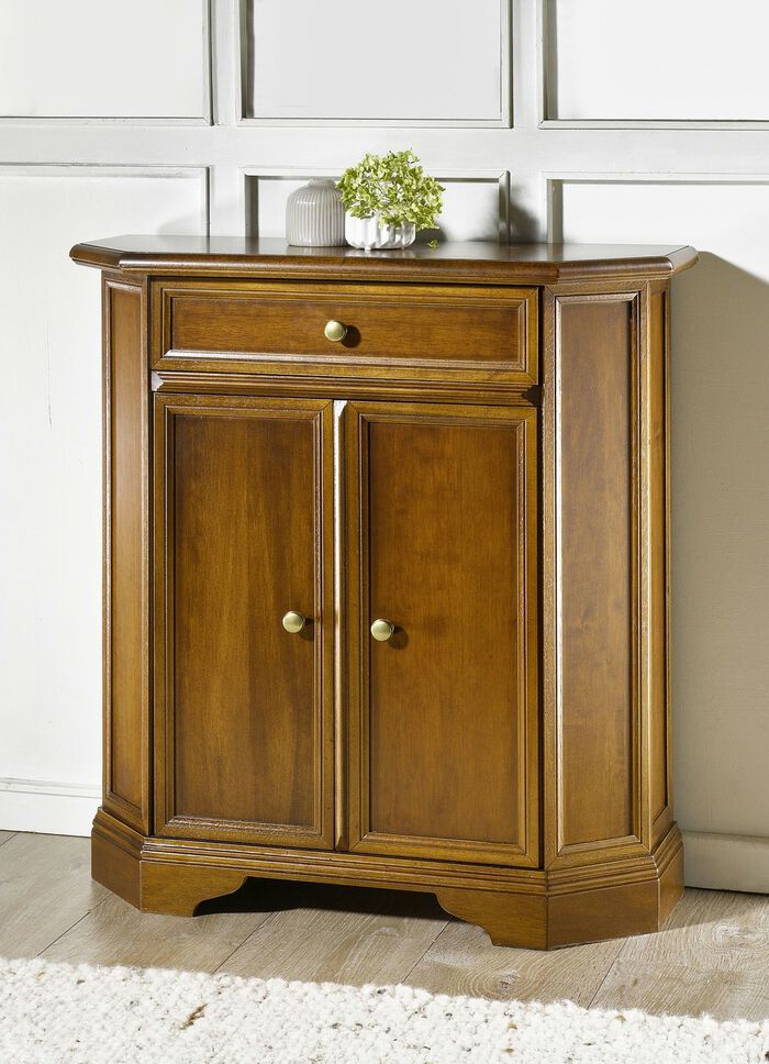 Dressoirserie met messingkleurige metalen knoppen NOTENBOOM