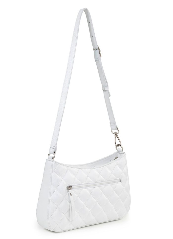 Laurina tas met trendy quilting en decoratieve klinknagels WIT