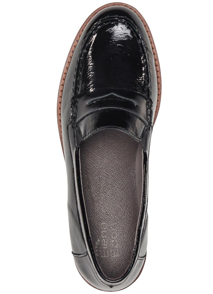 ELENA EDEN loafers van elegant verfrommeld lakleer ZWART