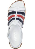 Gemini sandaal met bandjes van rundnappaleer WIT-BLAUW-ROOD
