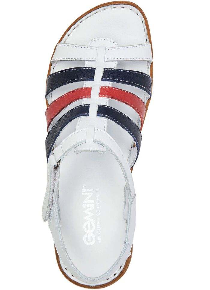 Gemini sandaal met bandjes van rundnappaleer WIT-BLAUW-ROOD