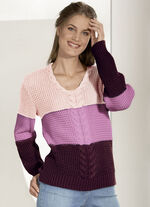 Trui in color-blocking ROZE-ROZE-BORDEAUX