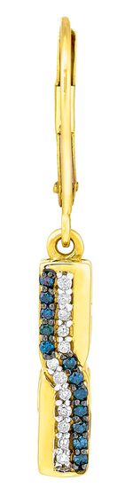 Schattige oorbellen met witte en blauwe diamanten 