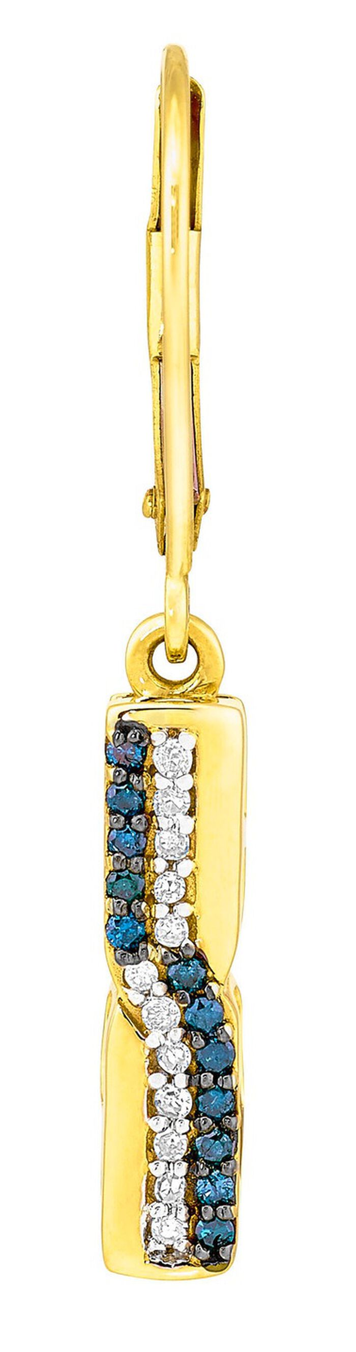 Schattige oorbellen met witte en blauwe diamanten 