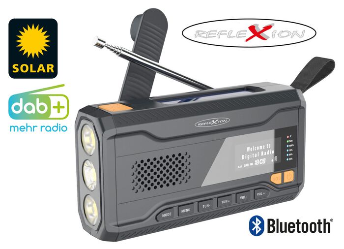 Solar crankradio met DAB+ en FM-tuner 