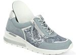 Waldläufer, comfortabele dames veterschoenen, breedte H, met uitneembaar voetbed BLAUW MATZILVER