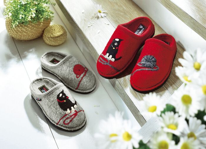 Haflinger pantoffels Caty, van hoogwaardig scheerwol GRIJS