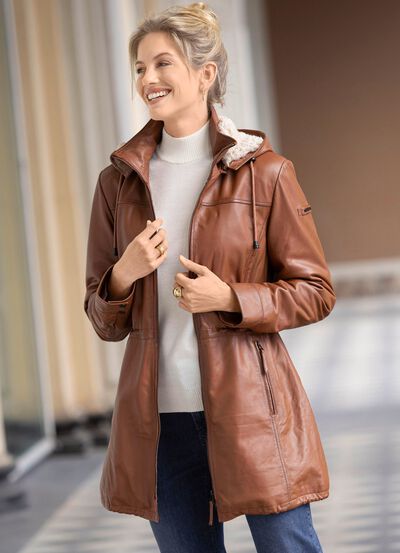 Korte leren jas van "Cabrini" 