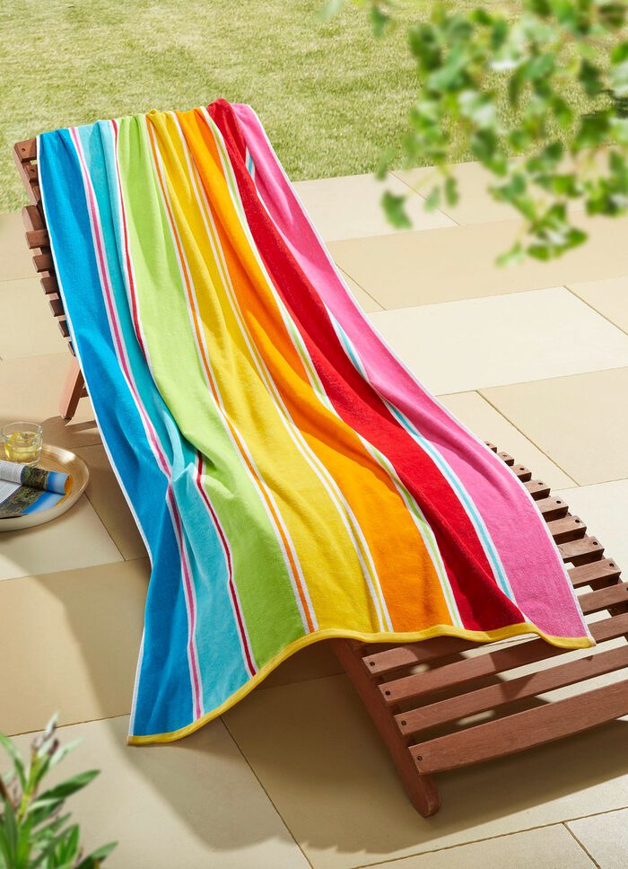 Velours strandlaken met extra absorberende achterkant KLEURRIJK GESTREEPT