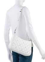 Laurina tas met trendy quilting en decoratieve klinknagels WIT