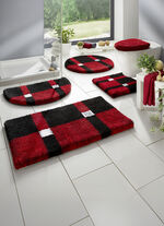 Halfrond tapijt ROOD-ZWART