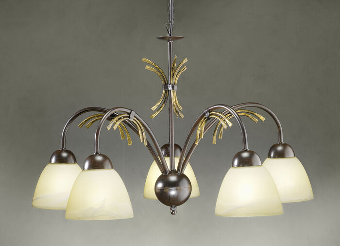 Hanglamp, 5-lichts, met ijzeren frame 