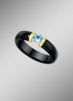 Stenen ring van echte zwarte jade en blauwe topaas 