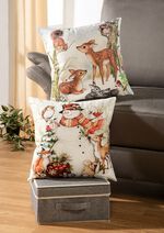 Kussenhoes met betoverende wintertaferelen SCHNEEMANN IM WALD