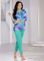 Pyjama, lange mouwen, lange knoopsluiting en inkjetprint 